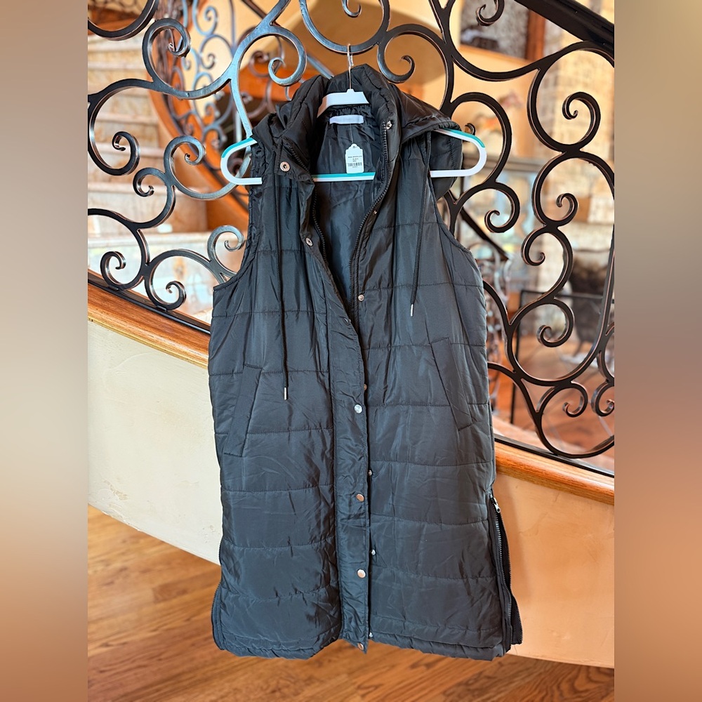 Long Black Puffer Vest